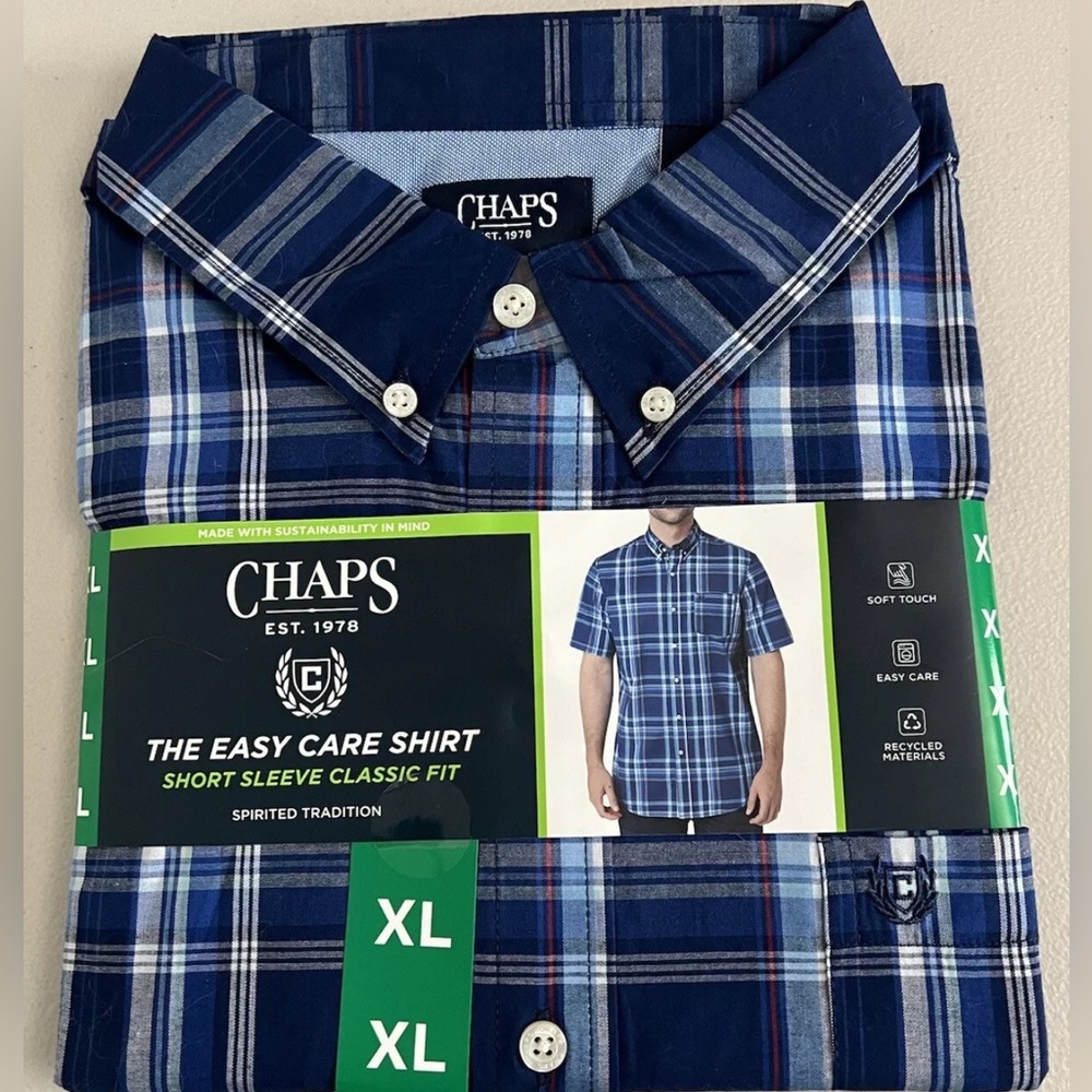 Chaps Mens The Easy Care Short Sleeve Classic Fit Shirt, Size XL